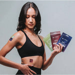 Application des patchs The French Patch sur le bras et le ventre, gamme Relax Control Dream.