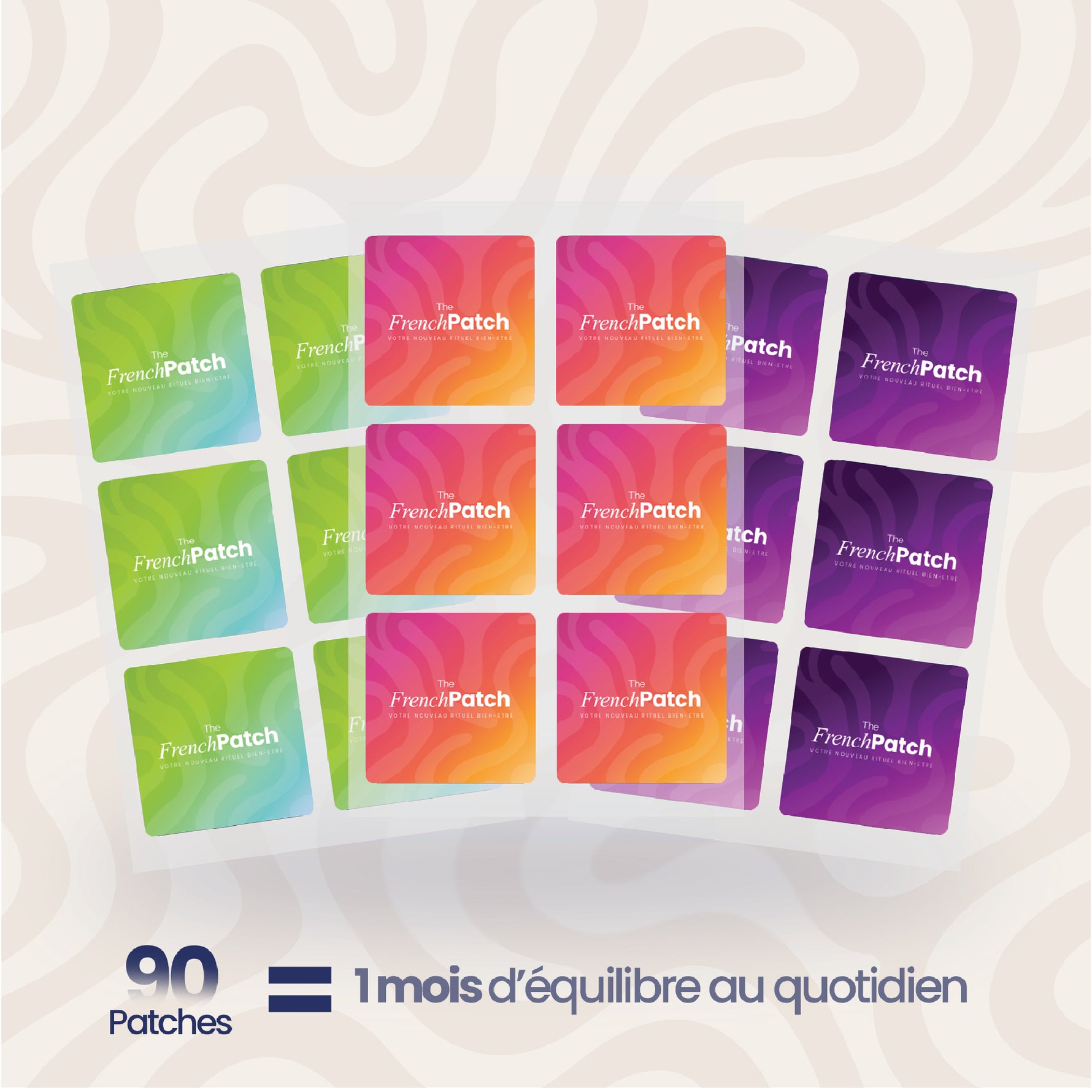 Planche de 90 patchs The French Patch multicolores – 1 mois d'équilibre au quotidien.