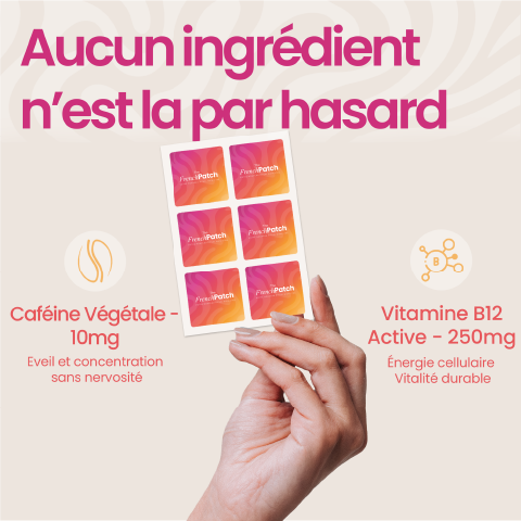 Composition patch Energy The French Patch - caféine végétale et vitamine B12.