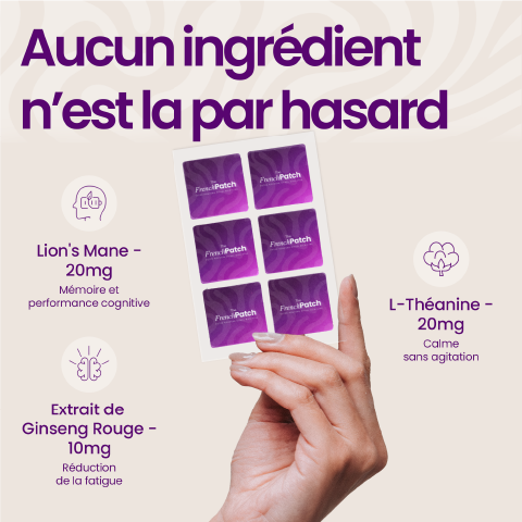 Composition patch Focus The French Patch - Lion's Mane, L-théanine, ginseng.