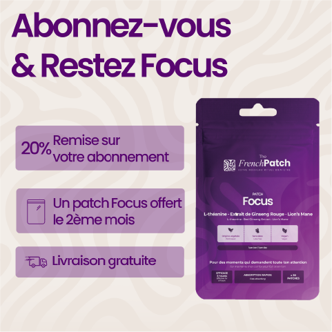 Abonnement patch Focus The French Patch - 20% de remise, patch Focus offert le 2ème mois, livraison gratuite.
