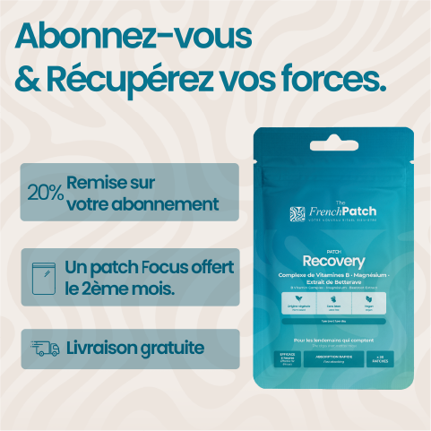 Abonnement patch Recovery The French Patch - 20% de remise, patch Focus offert le 2ème mois, livraison gratuite.