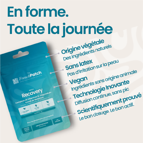Patch Recovery The French Patch - en forme toute la journée, origine végétale, sans latex, vegan, technologie diffusion continue.