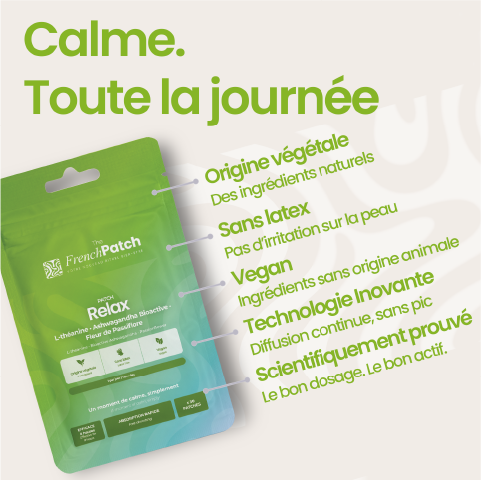 Patch Relax The French Patch - calme toute la journée, origine végétale, sans latex, vegan, technologie diffusion continue.